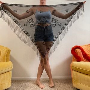Black Cluny Lace Piano Shawl